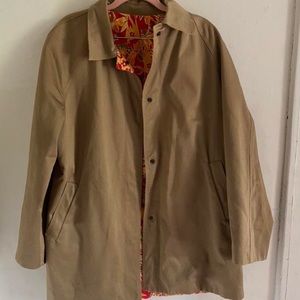 Tan Anne Klein parka / trench coat with fun floral lining! Rare jacket!